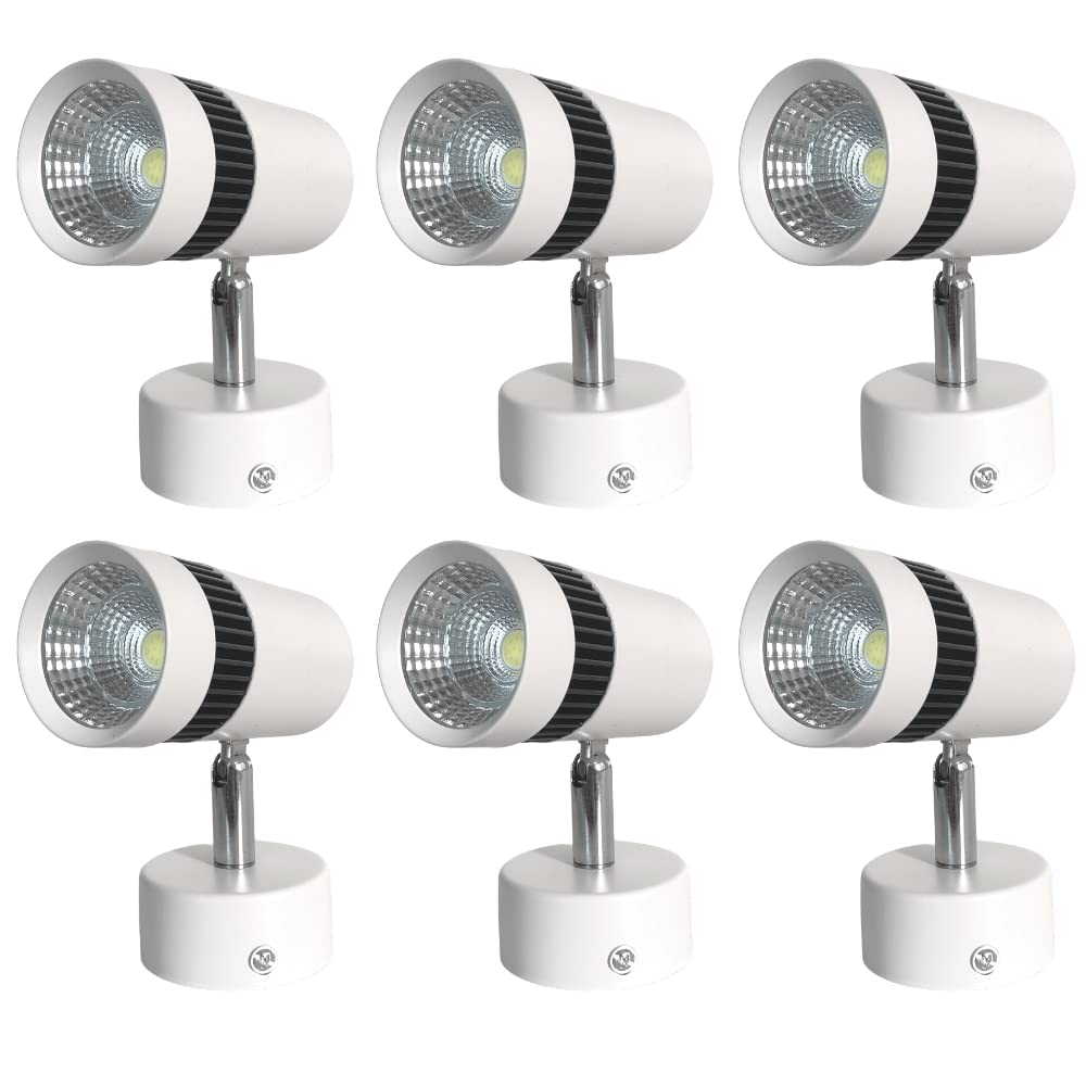 D'Mak Plastic 6 Watt Warm White Adjustable 180° LED Spot Wall Track Light (Decorative) | Set of 6