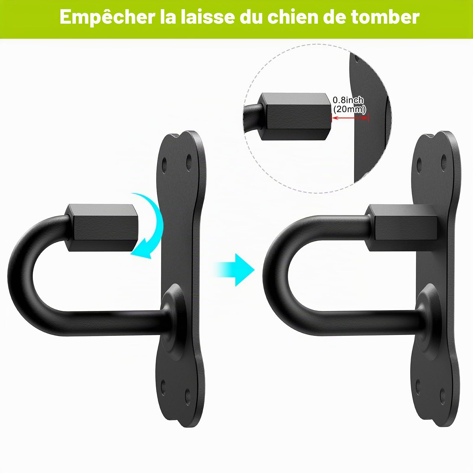 BeneLabel Support Laisse Chien Entrée Mural, Porte-Laisse Mural pour Animal Compagnie Cintre Mur Chien Mur d'Entrée pour l'intérieur et l'extérieur, Universel Grands/Moyens/Petits Canidé, J Crochet