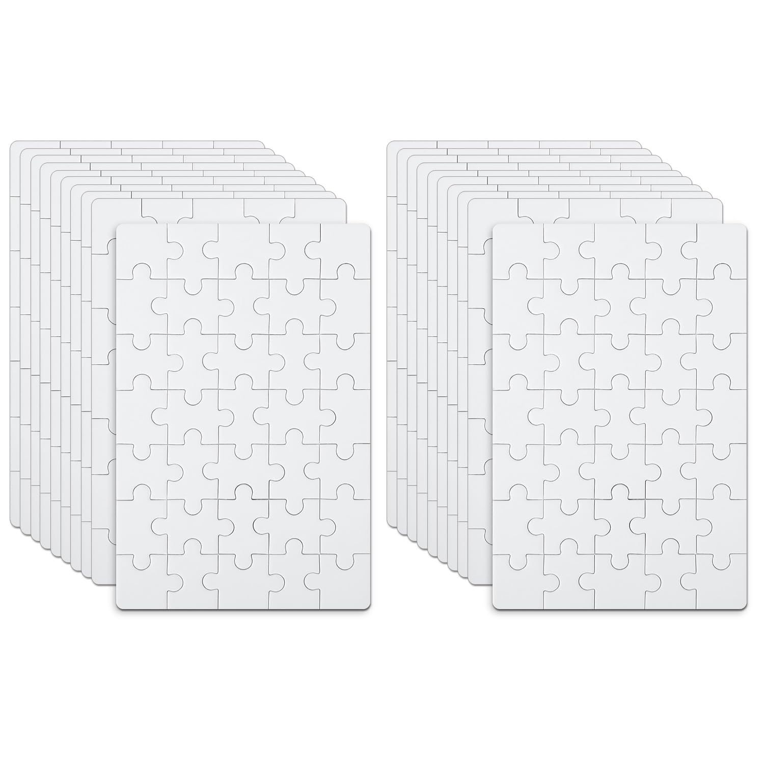 20 Sheet Blank Puzzles to Draw Write On, 3.9x5.9in, 35 Pieces a Sheet, White Jigsaw DIY Puzzle Kit Paintable Writable Heat Transfer for Brain Game — image 1