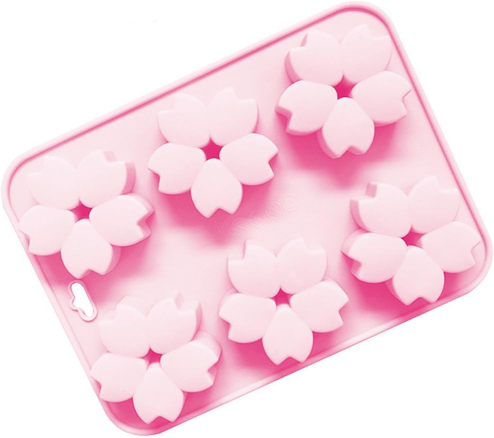 YEUNG Sakura Cake Mould - Silicone High Temperature Easy Detached Donut Baking Utensil Cake Decoration - 6 Holes 23X17X2.5cm