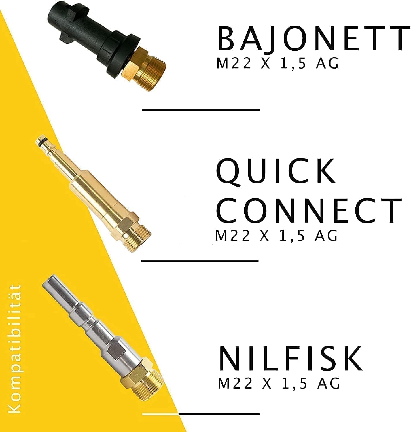 M&M Smartek kit limpieza tuberías 7 piezas 100 m para KEW, 160 bar, M22 | Kit desatascador con manguera, adaptadores y boquillas según variante; comprobar conexiones, presión, contenido y equipo.