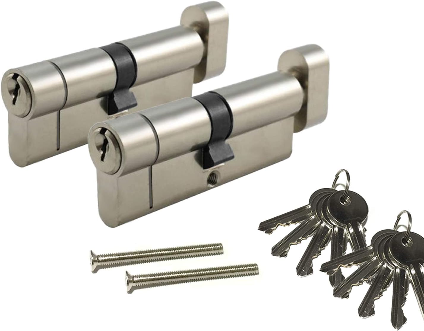 SecEuro Euro PVC Door Lock / Thumb Turn with 5 Keys Anti Drill Pick Bump SnapNickel40/452