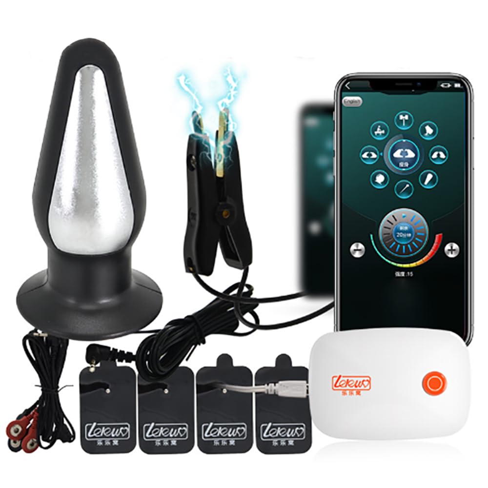 Elektrostimulation Paare Sex Set mit Nippelklemmen & Massage Patch&Analplug SM Mikro-Strom Flirten Sexspielzeug APP Fernbedienung mit 8 Betriebsarten und 15 Intensitäten