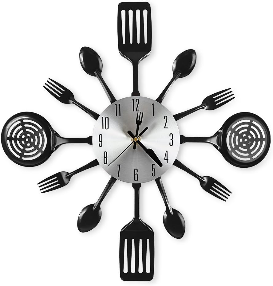 16 Inch Cutlery Kitchen Wall Clocks with Fork and Spoon...
