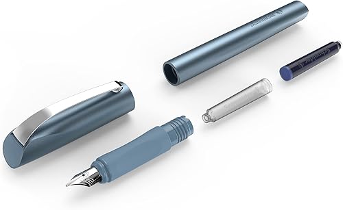 Miniatura 4 de Schneider 168623 Pluma estilográfica Ceod Shiny (usuarios diestros y zurdos, punta media, incluye cartucho de tinta azul rey) azul