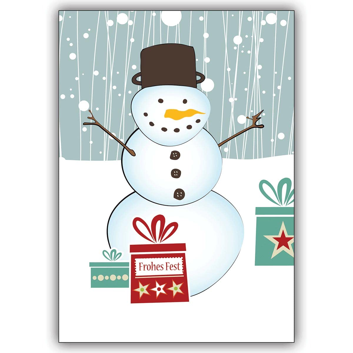 20 Stück Moderne Weihnachtskarten Set mit Umschlag mit Schneemann, Innendruck personalisierbar (Var5), als Weihnachtsgruß, Neujahrskarte, Silvesterkarte geschäftlich & privat: Frohes Fest