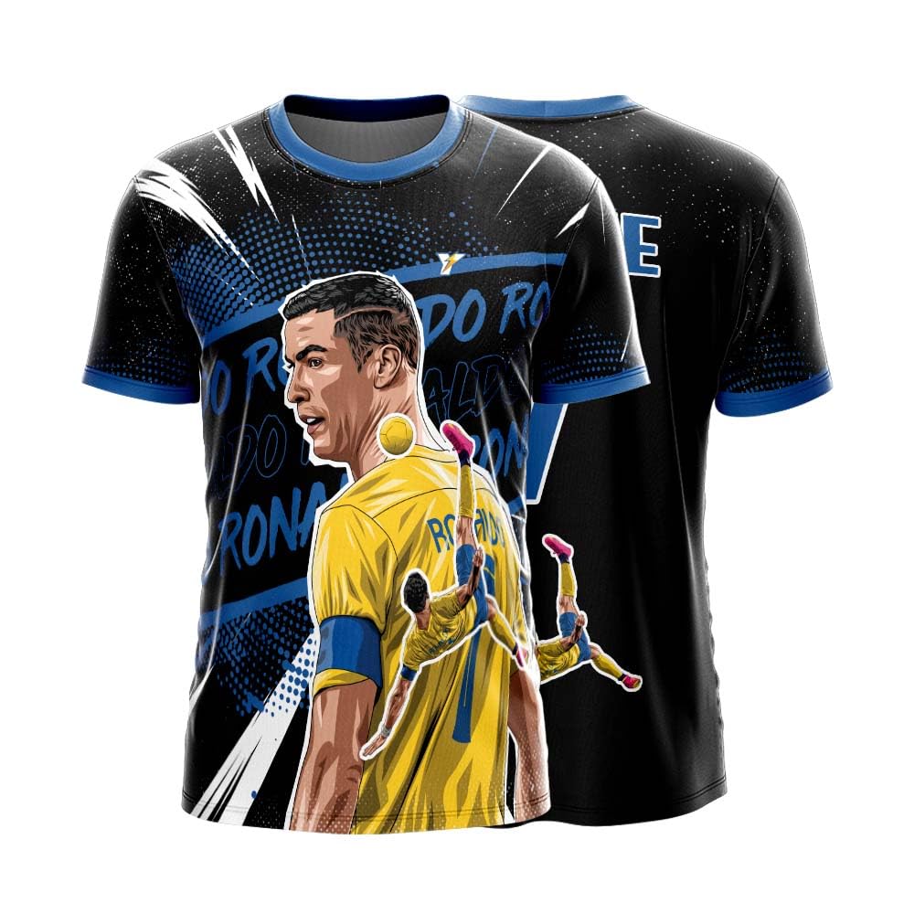 RonaldoFan Goat Edition Aqua Yellow Football Jersey | Overhead Kick Design | Customized & Personalized Name and Number | Sizes for Kids, Men, and Women-image-32