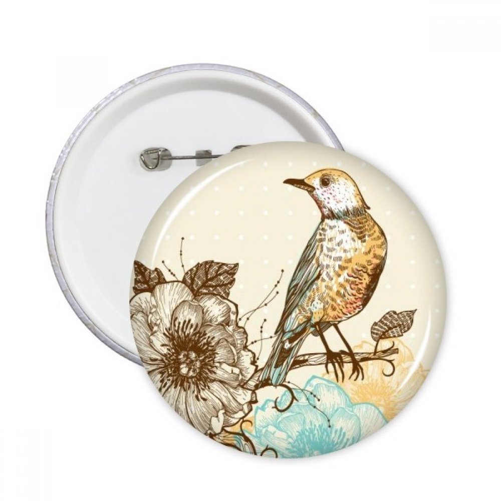 Broche ronde oiseaux fleurs pour customiser une tenue terne, badge vêtement multicolore XXL 5pcs - 3