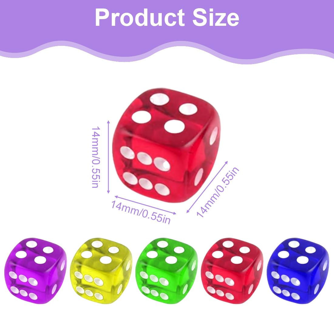 20pcs Dadi da Gioco acrilici 5 Colori traslucidi Dadi esaedrici per Giochi e insegnamenti