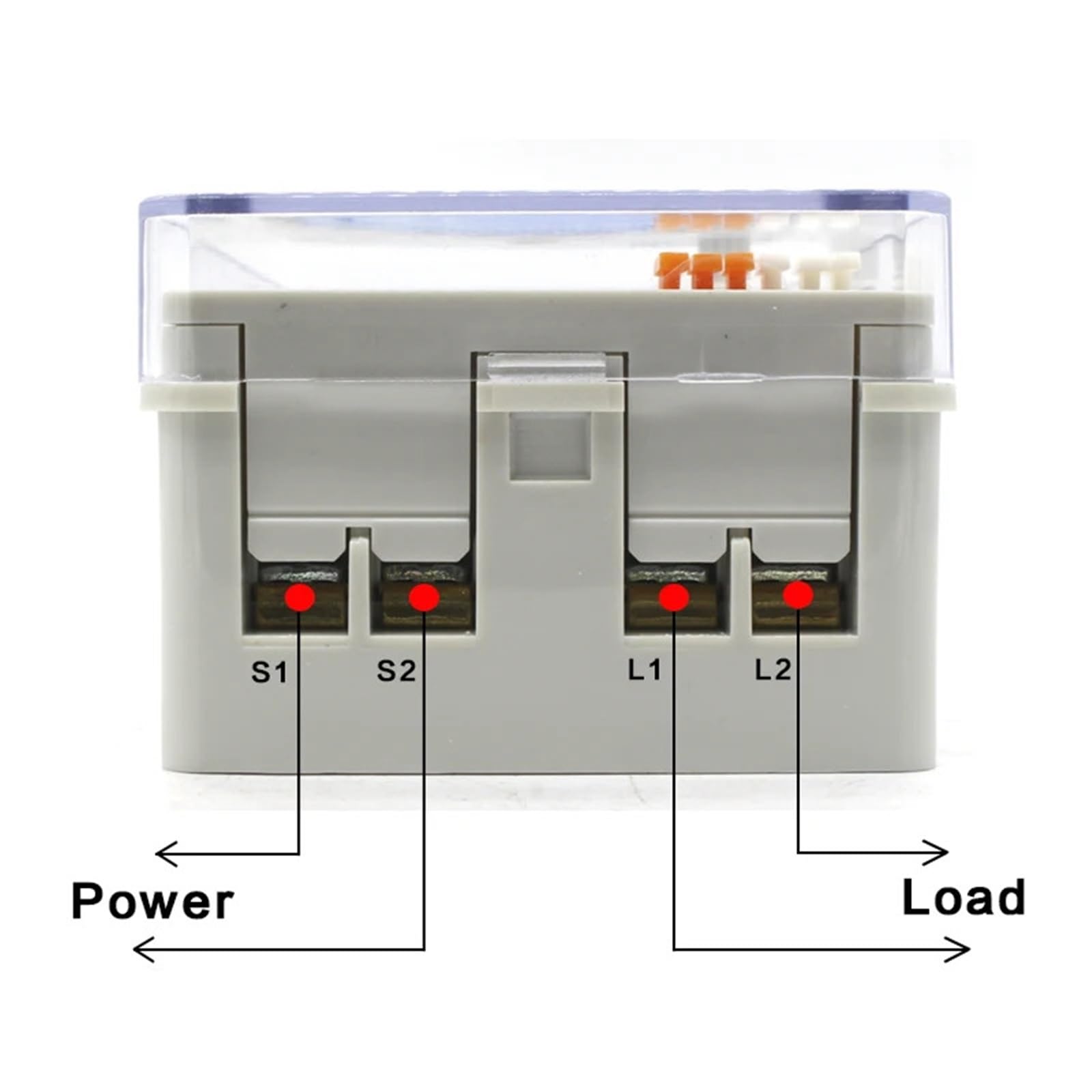 Interruptor Temporizador mecánico TB118N de 100-240 V CA, 50-60 Hz, for riel DIN, Resistente al Agua, con Cubierta Protectora de plástico Transparente y batería.