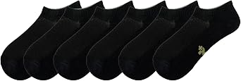 +MD Bamboo Viscose No Show Socks Men Womens, Soft Breathable Cushioned Sole Athletic Socks 6 Pairs, Black Size 7-9