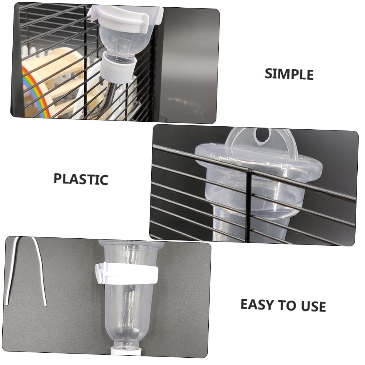 HOUDERCO Stainless Steel Pet Water Fountain Automatic Water Feeder 1 Set for Hamster Rabbit Mice