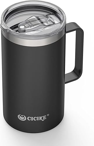 cicike Taza de viaje de 24 onzas con asa y tapa, taza de café aislada, taza de café de acero inoxidable, regalo de campamento para hombres y cicike Taza de viaje de 24 onzas con asa y tapa, taza de café aislada, taza de café de acero inoxidable, regalo de campamento para hombres y