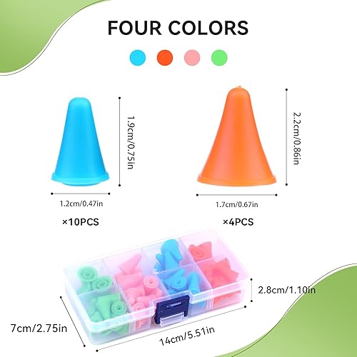 Miniatura 9 de 20 protectores de punta de agujas de tejer, con caja de plástico, incluye 10 fundas de punta de aguja de punto pequeñas y 10 grandes, para