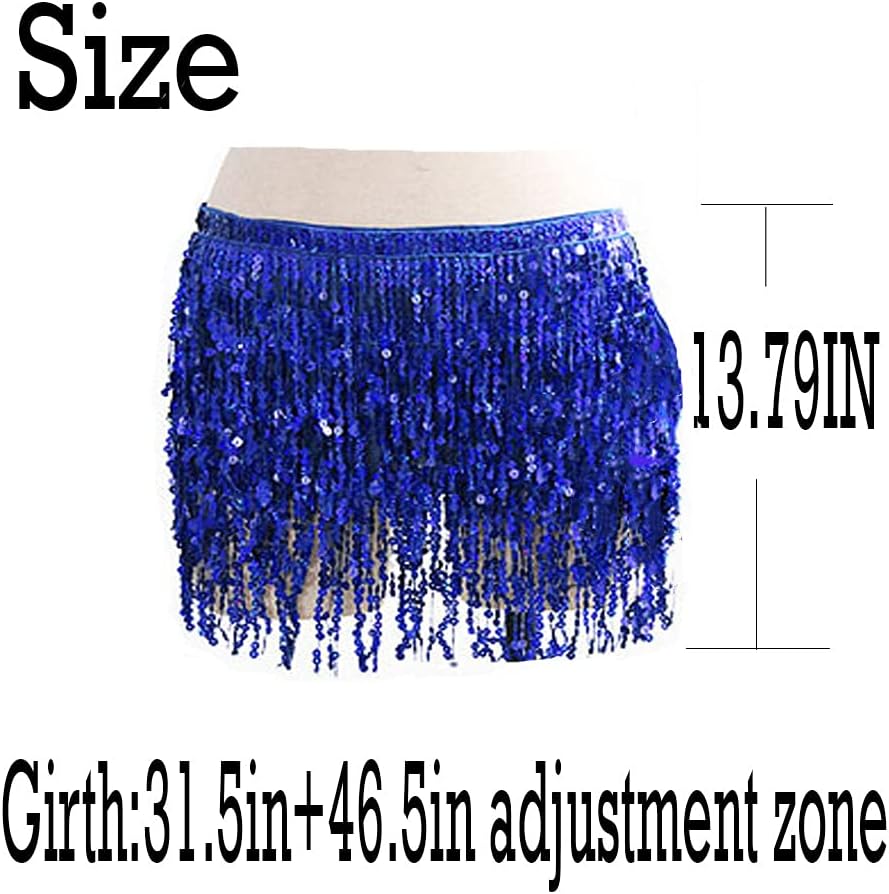 Boho Sequin Belly Dance Skirt Hip Belt Tassel Skirt Hip Wrap Scarf Rave Music Festival Costume for Women Girls - Image 3