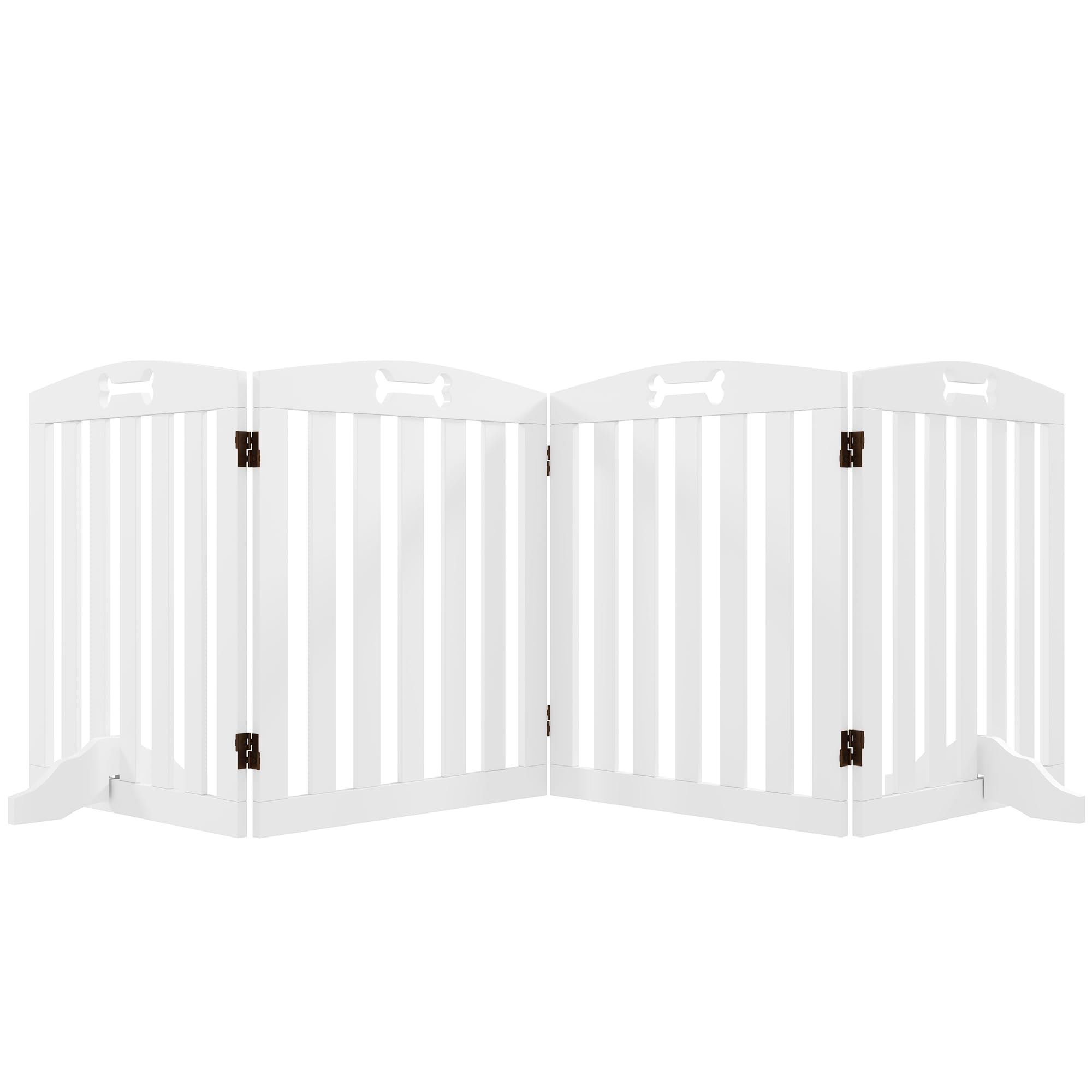 PawHut Barrera de Seguridad para Perros Plegable 207,5 cm, Valla para Perros Pequeños y Medianos de 4 Paneles con Pies Extraíbles, Puerta de Seguridad para Mascotas, para Escalera, Pasillo, Blanco