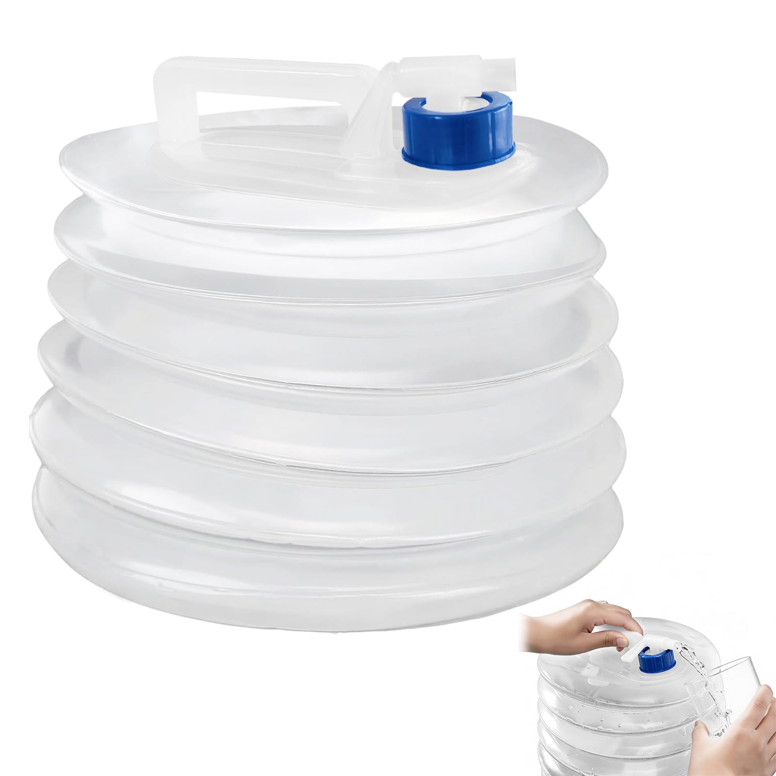 Horuili® Collapsible Bucket 10L, PE Collapsible Water Container, Portable Outdoor Extendable Water Carrier withTap, for Camping Hiking Travel BBQ