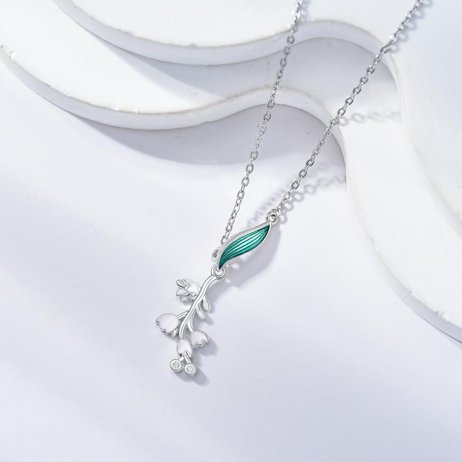 Lily of the Valley Necklace Sterling Silver Lily of the Valley Pendant Necklace Flower Jewelry Christmas Gifts for Women Mom - Image 6