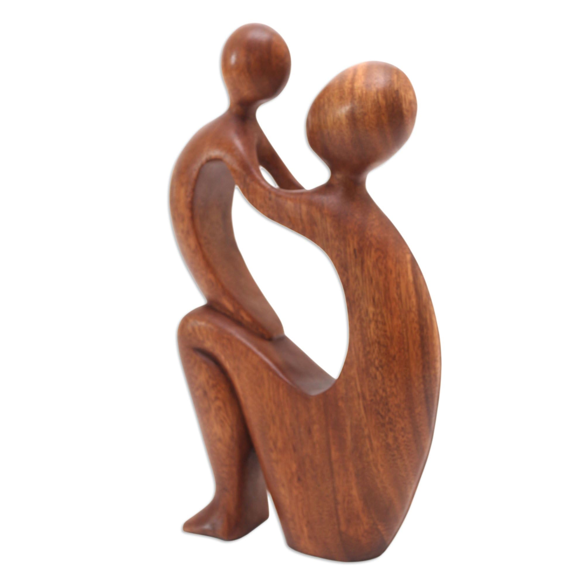 Amazon.com: NOVICA Brown Hand Carved Mother and Child Natural Wood