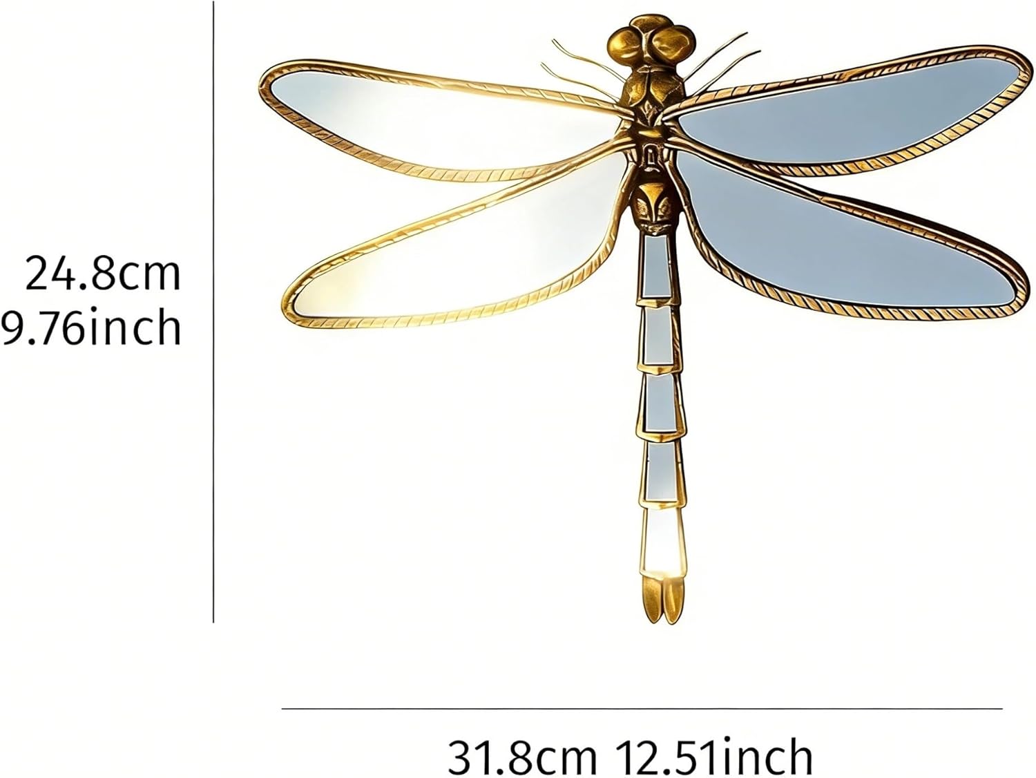 Dragonfly Mirror Wall Decor, Dragon Fly Mirror Mounted Sculptures, Retro Decorative Bug Insects Animals Beetle Mirrors, Creative Butterfly Home Decor for Living Room Bedroom (Dragonfly)