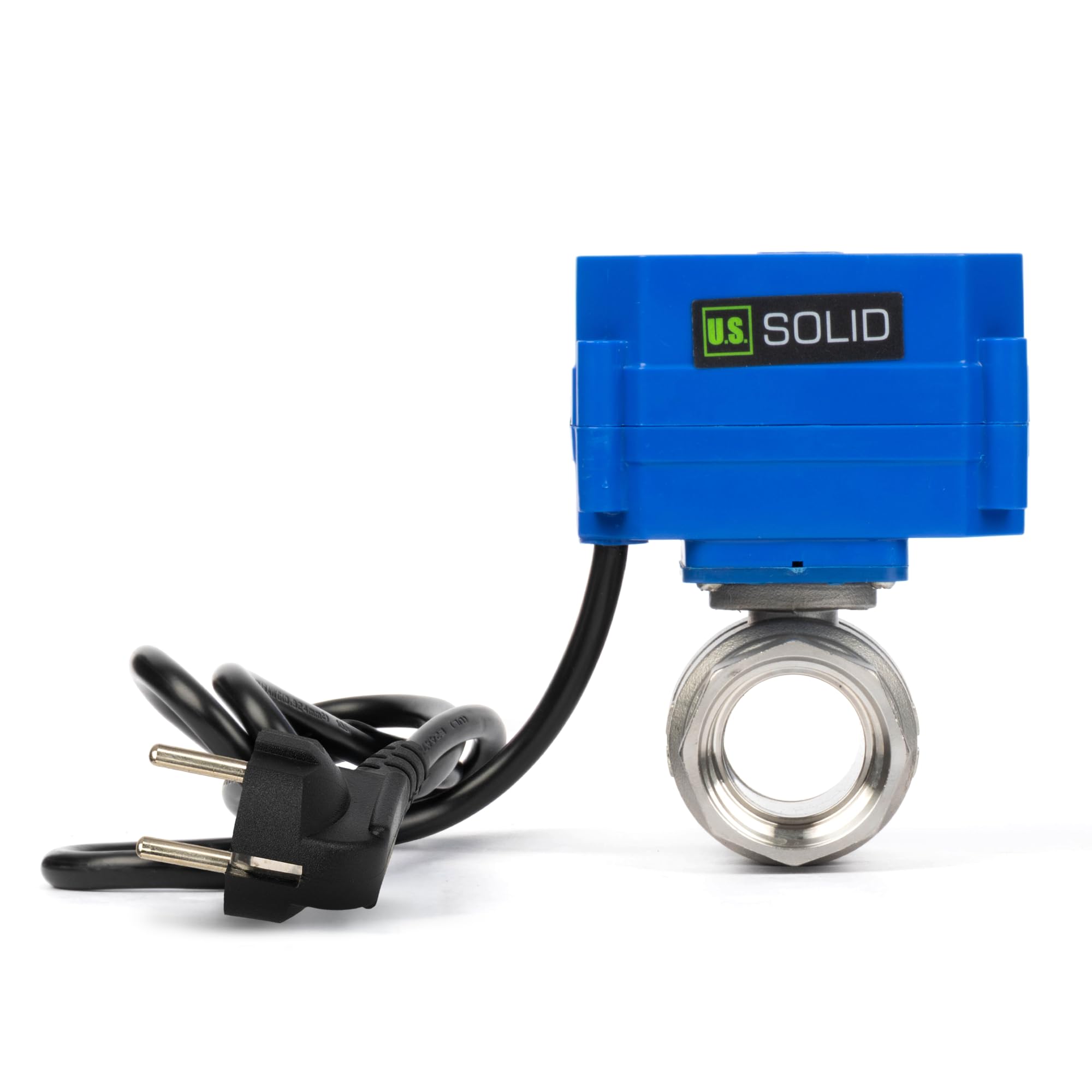 U.S. Solid Válvula de bola motorizada 220 V CA con conector DN25 de 1 pulgada, abierta sin corriente, válvula de bola eléctrica de acero inoxidable de 2 vías, retorno automático