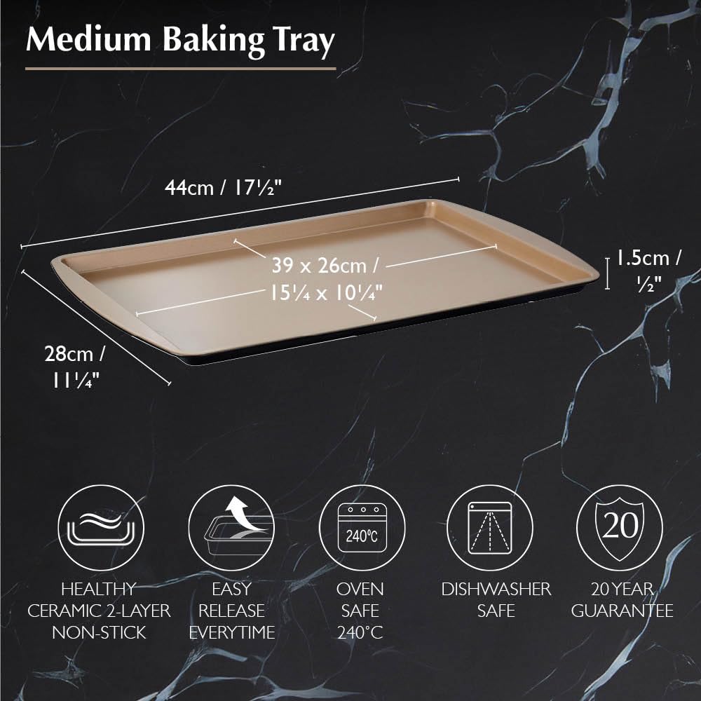 Stanley Rogers Ceramabake - Teglia da forno 39 x 26 x 1,5 cm, in ceramica, antiaderente, per cuocere senza PFAS, PTFE, PFOS, PFOA, cadmio e piombo, biscotti, pavlovas e cottura quotidiana