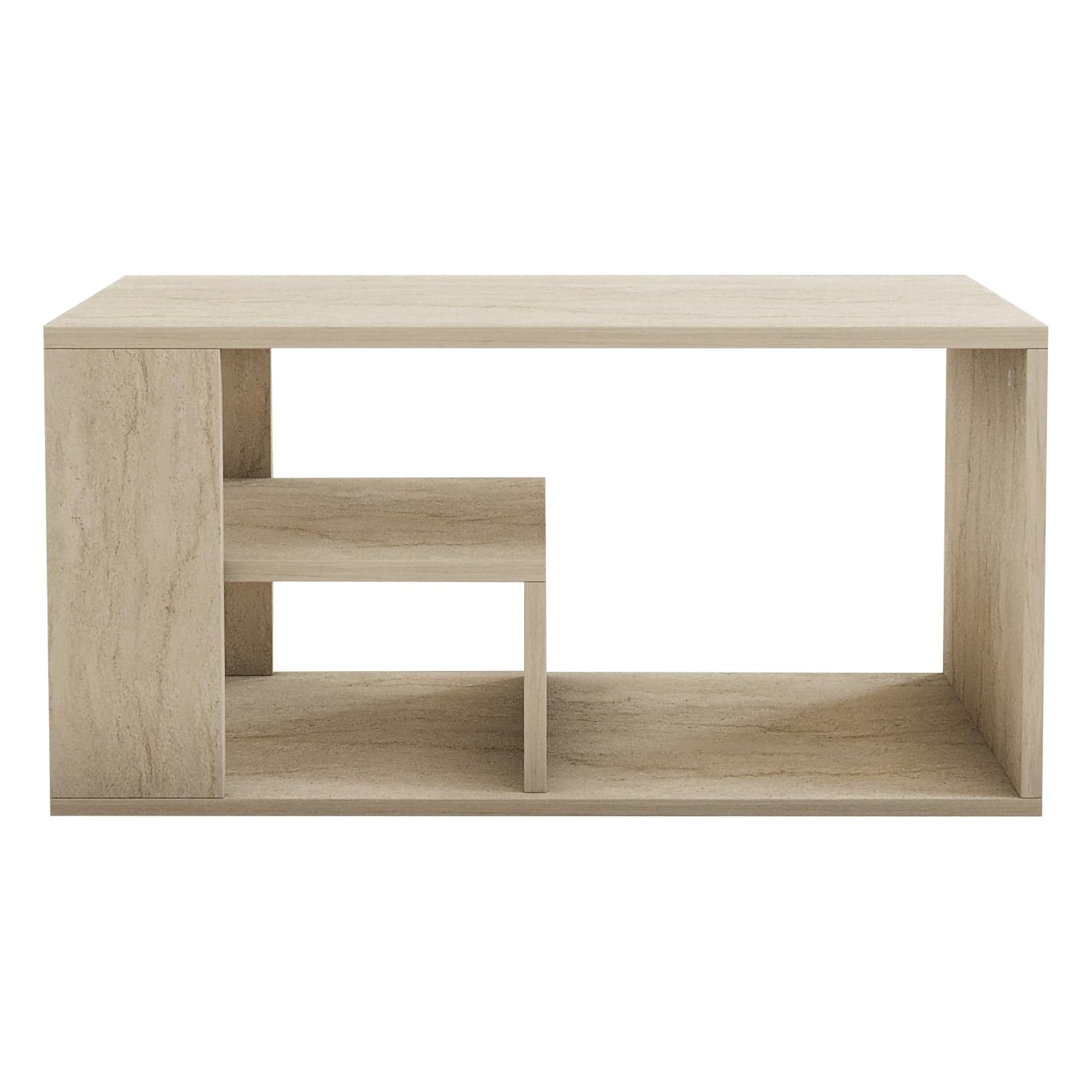 Dmora Table Basse Nomona 80 x 40 x 50 h cm Beige marbre 2 Compartiments Forme rectangulaire, dégradé Couleur Plateau marbre