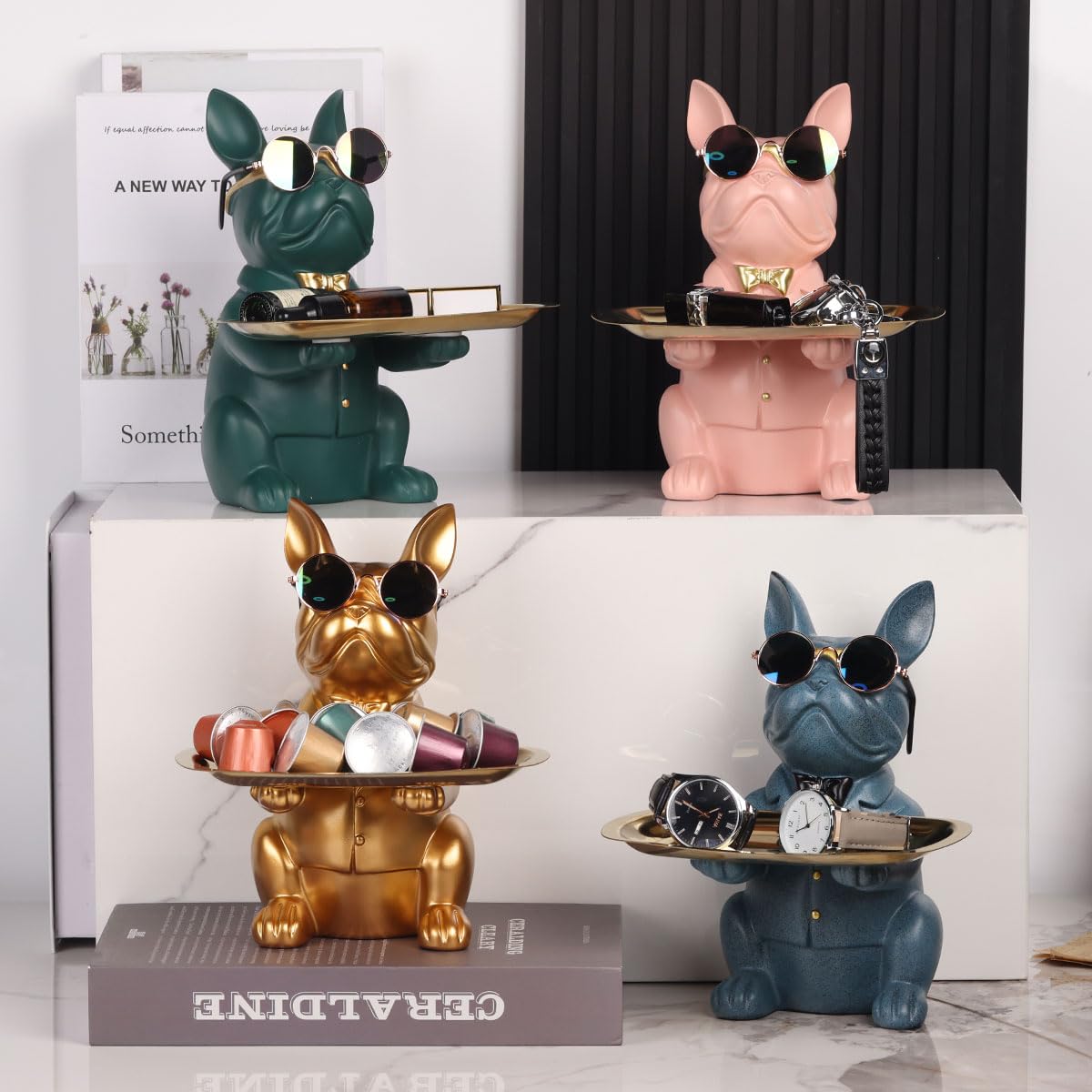 Zwarte Franse Bulldog standbeeld - Candy Bowl & Sleutelhouder