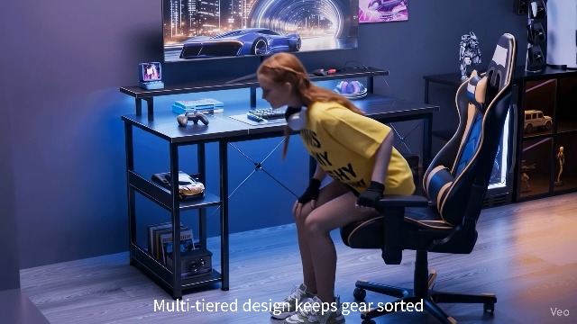 Amazon | AODK ゲーミングデスク パソコンデスク コンセント&LED付き