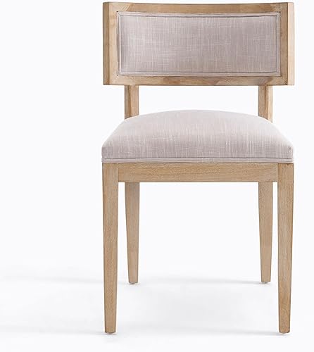 Miniatura 9 de Sillas de comedor tapizadas de tela de lino, silla de comedor moderna de mediados de siglo con patas de madera y respaldo curvado para cocina, sala