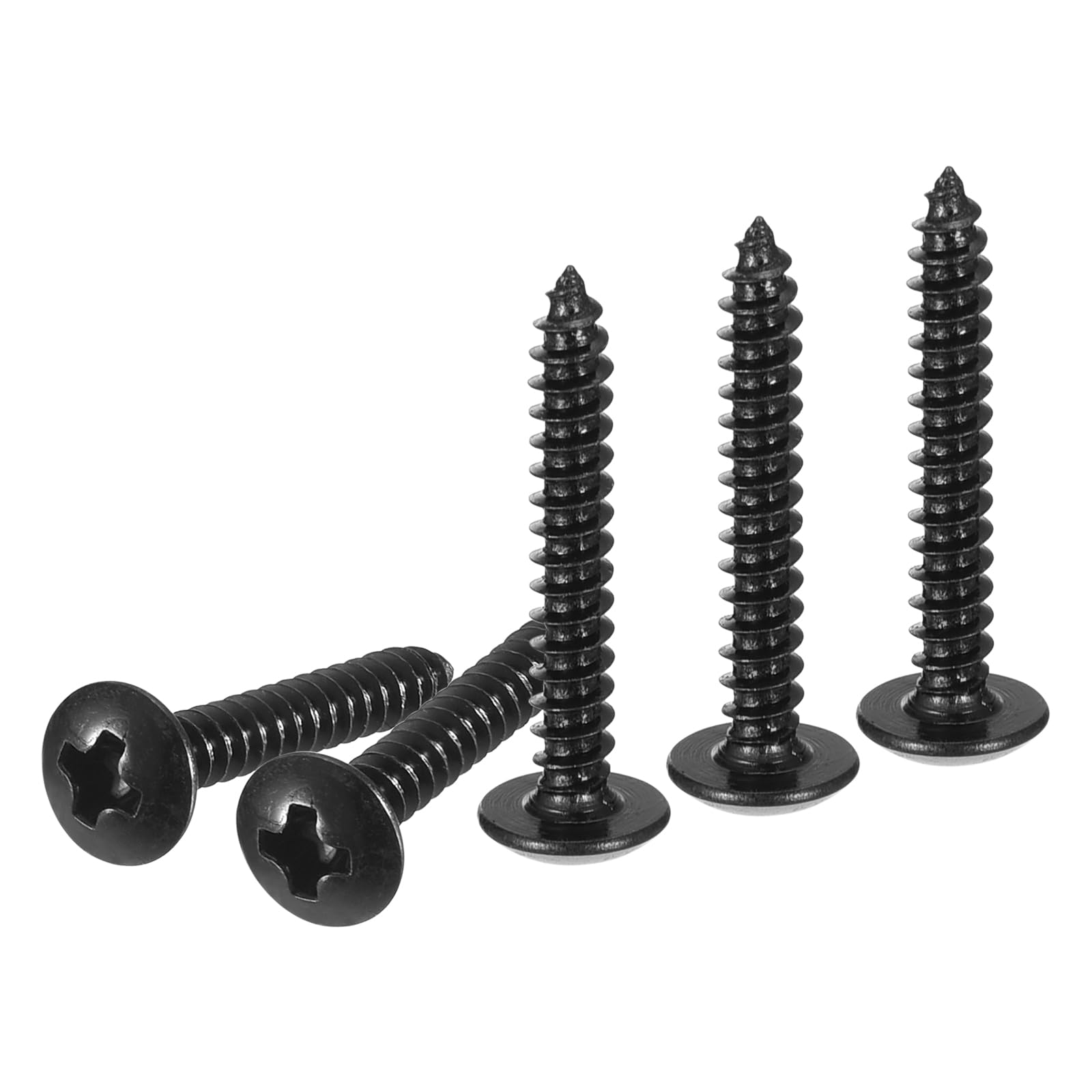 DTGN M3x20 Sheet Metal Screws - 125 Pack - for Wood Furniture - Carbon Steel Phillips Truss Head Self Tapping Tip Wood Screws - Black
