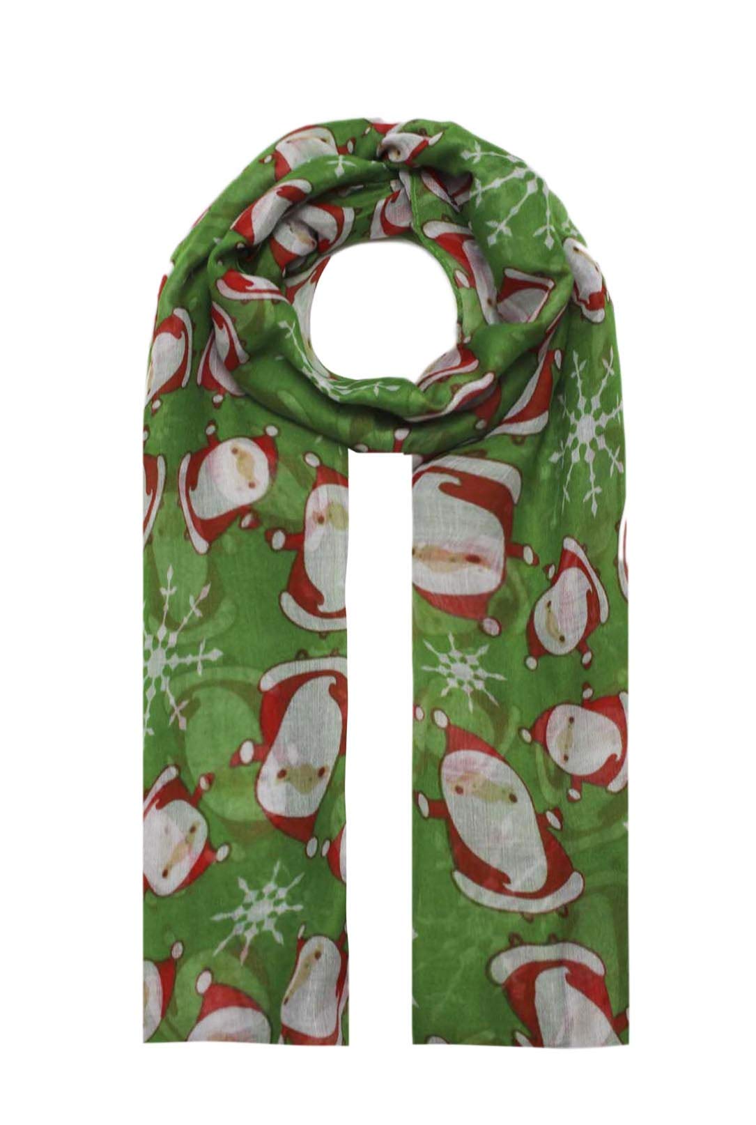 Finecy In Women's Green - & Fashion Christmas Scarf Wrap Featuring Santa Claus Printing (Green)
