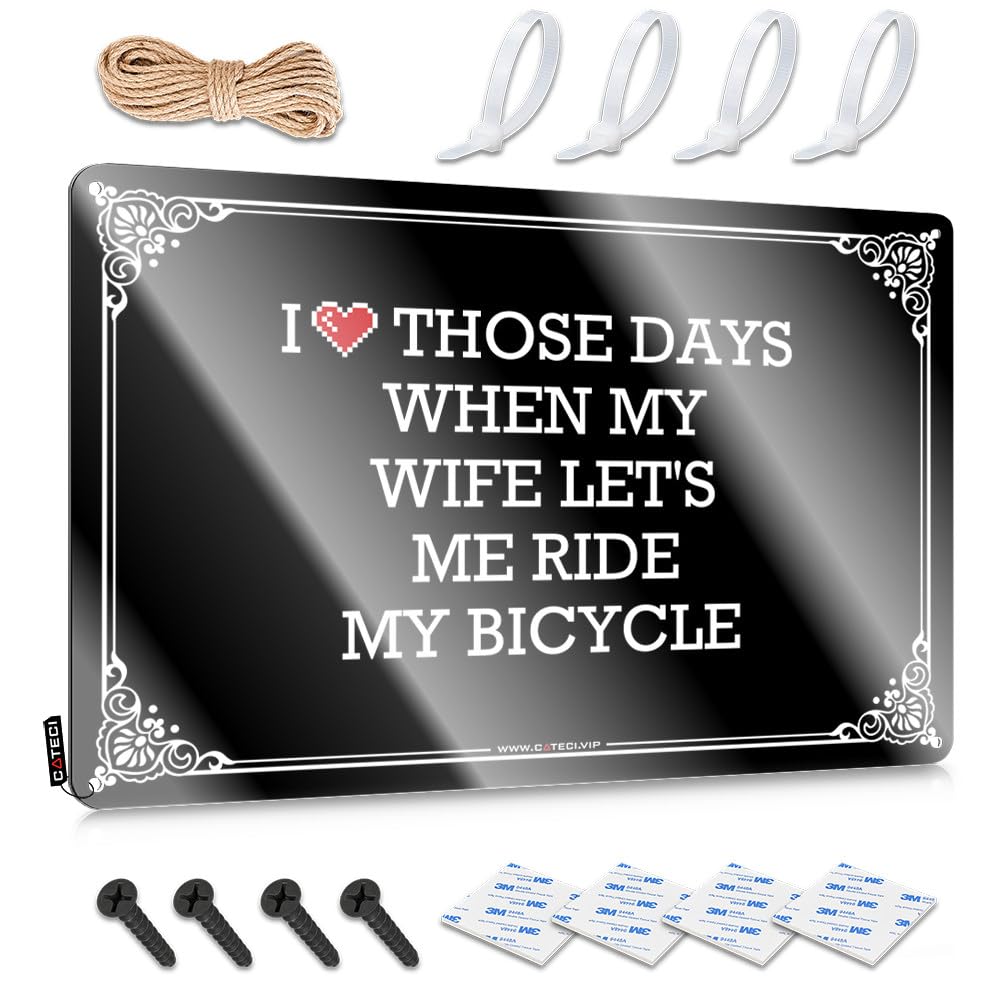 Fzfn Men's Colour Funny Wall Signs Mancave Stuff For Bars Sarcastic Nice I Love Those Days When My Wife Let's Me Ride My Bicycle - Easy To Hang Art(30X40cm)