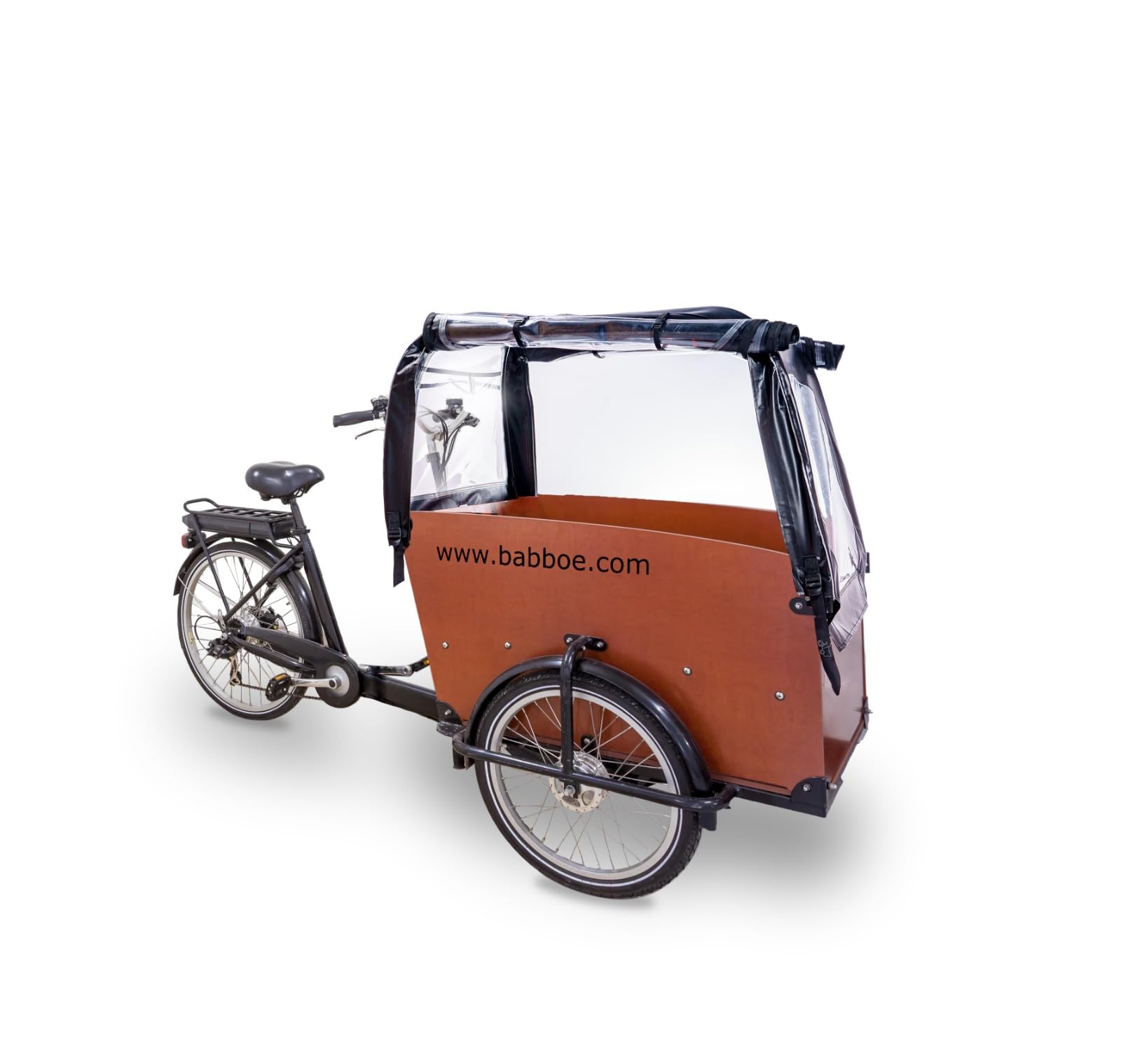 Luxus Regenzelt - Geeignet für Babboe Big Lastenfahrrad - MIT Verdeckgestänge (Schwarz)