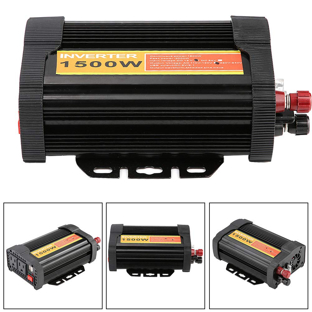 Falownik samochodowy, 1500 W, 12 V DC do 110 V AC, przetwornica napięcia, przetwornica do samochodu