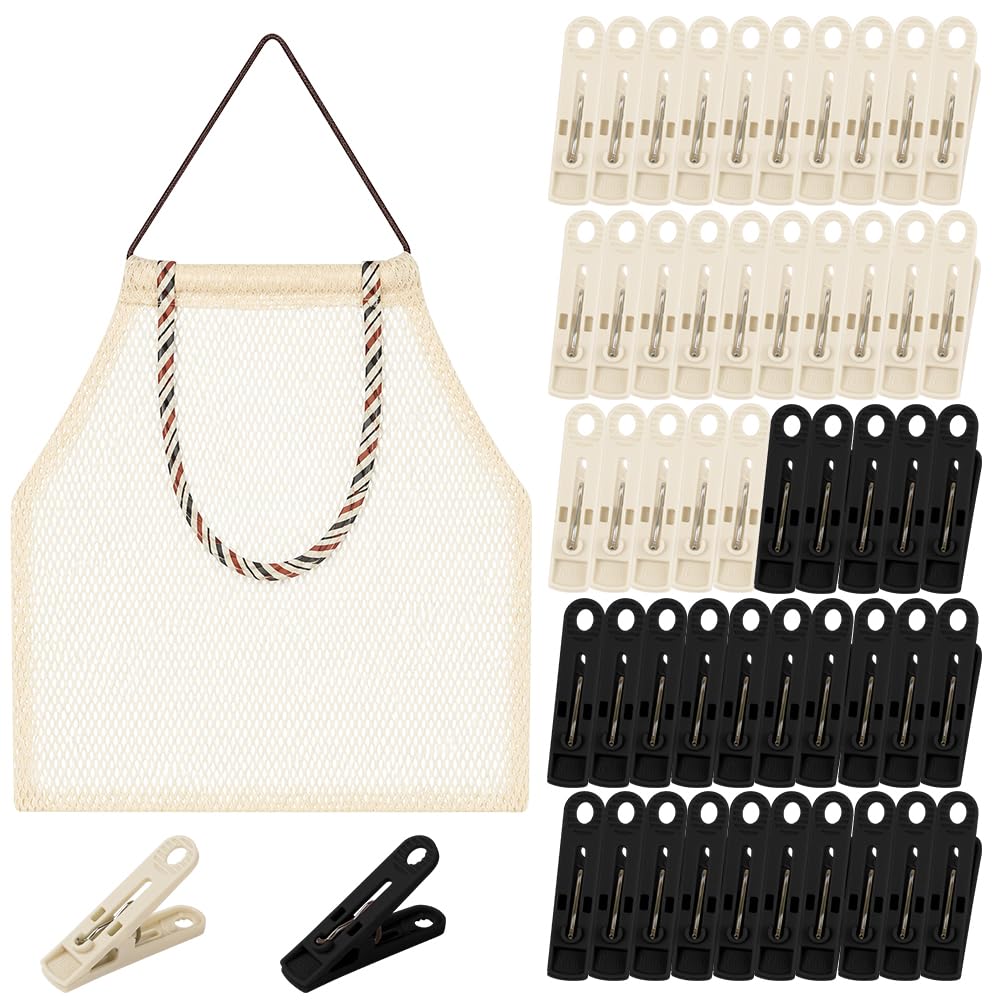 AOOTE Clothes Pegs for Washing Line with Bag, 50Pcs Windproof Clips