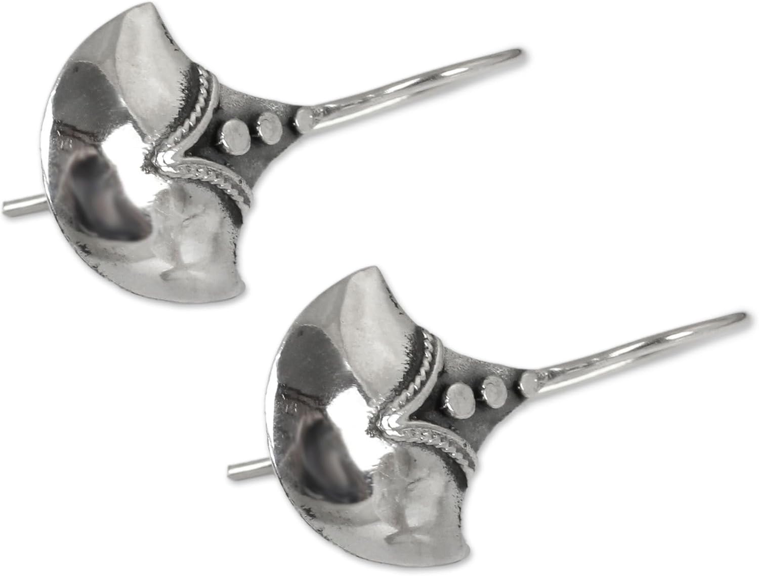 NOVICA Artisan Handmade Sterling Silver Drop Earrings Unique Thailand Bohemian [1.2 in L x 0.6 in W] ' Modern Romantic' - Image 4