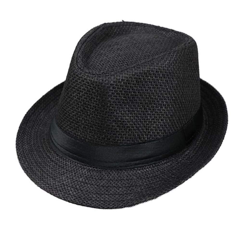 Sombrero Fedora para Hombres Niños Niños Verano Playa Sombrero De Paja Jazz Fedora Sombrero Gorra De Gángster Sombreros Transpirables Al Aire Libre Niñas Niños Sombrero para El Sol (A One Size)