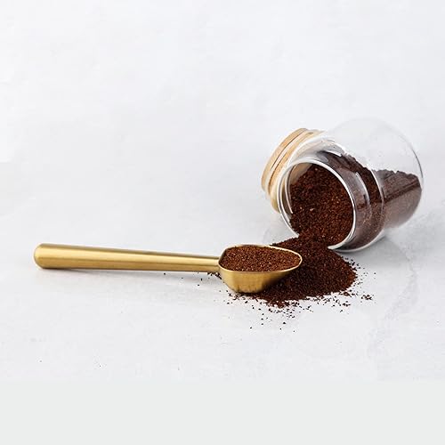 Miniatura 5 de Easyworkz Cuchara de café de acero inoxidable con mango hueco, cuchara medidora de 0.23 oz para café molido y té de hojas sueltas, latón dorado