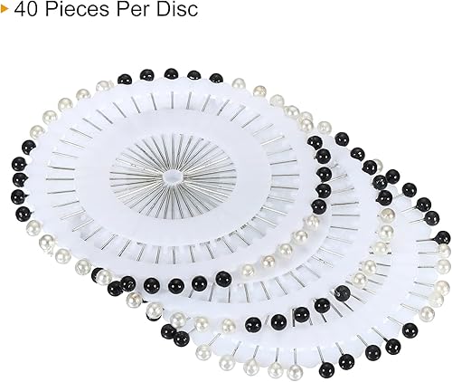 Miniatura 4 de PATIKIL Alfileres rectos de costura con cabeza redonda de perla, paquete de 520 unidades para proyectos de manualidades manuales, negro y blanco