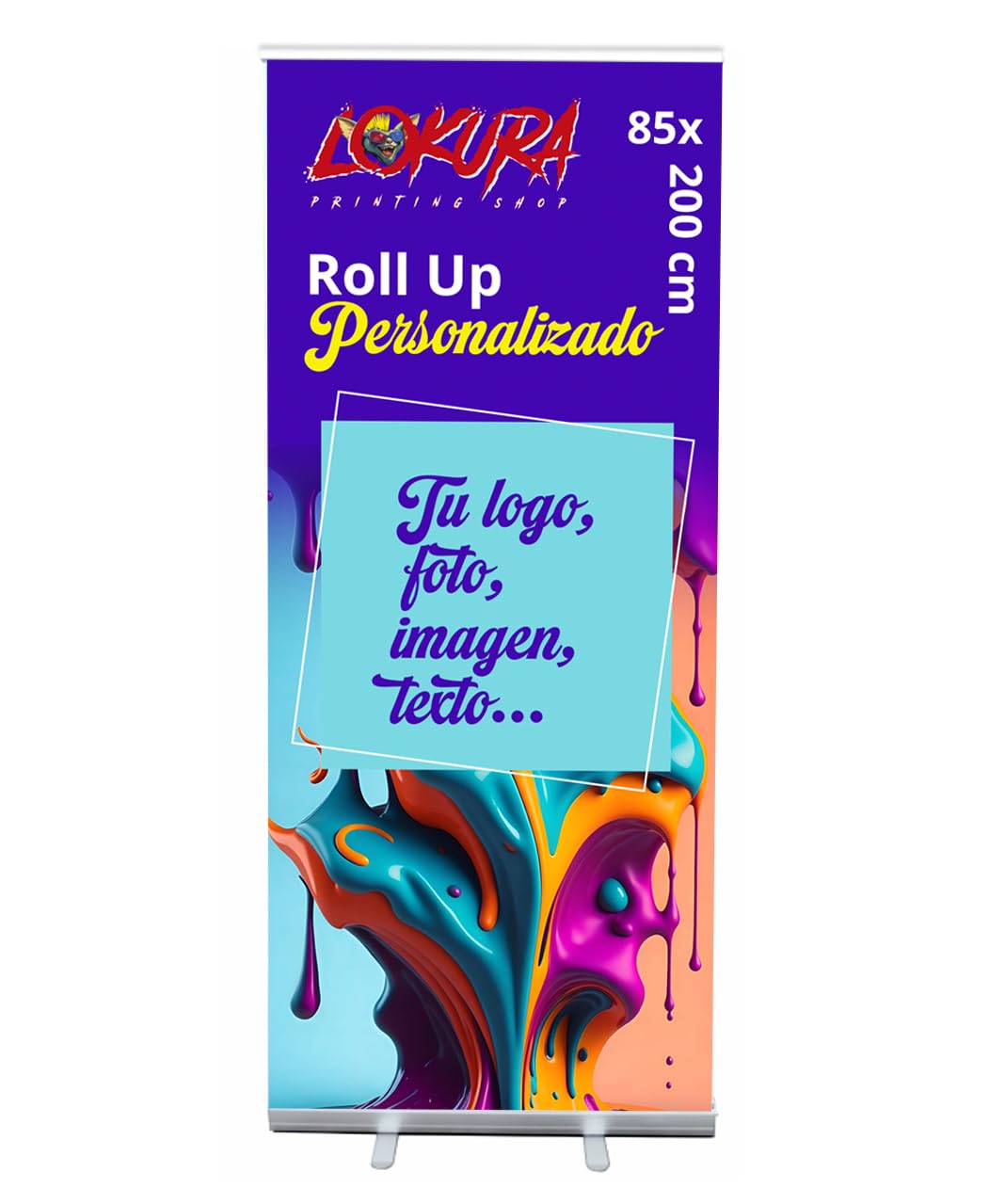 Lokura Printing Roll Up Personalizado con Estructura de Banner Enrollable - Lona Personalizada Ideal para Bodas, Eventos, Cumpleaños y Campañas de Publicidad con Bolsa de Transporte (85x200cm)