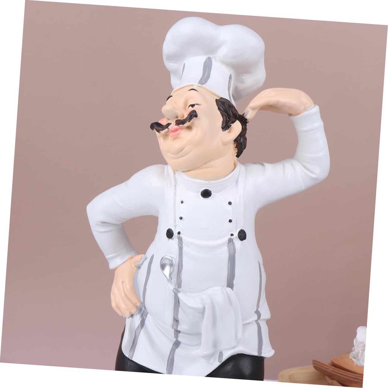 Ornamento Chef in Resina Decorativo, Statua Chef da Cucina Stabile, Scultura Mini Cuoco per Casa, Ristorante e Bistrot, Soprammobile Divertente per Arredamento Tavolo