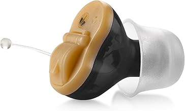 Premium Digital Hearing Amplifier – Right Ear Invisible in Channel (CIC) in-Ear Mini Sound Enhancer Set, Near-Invisible, Noise Cancelling, Personal Sound Hearing Amplifier – Black