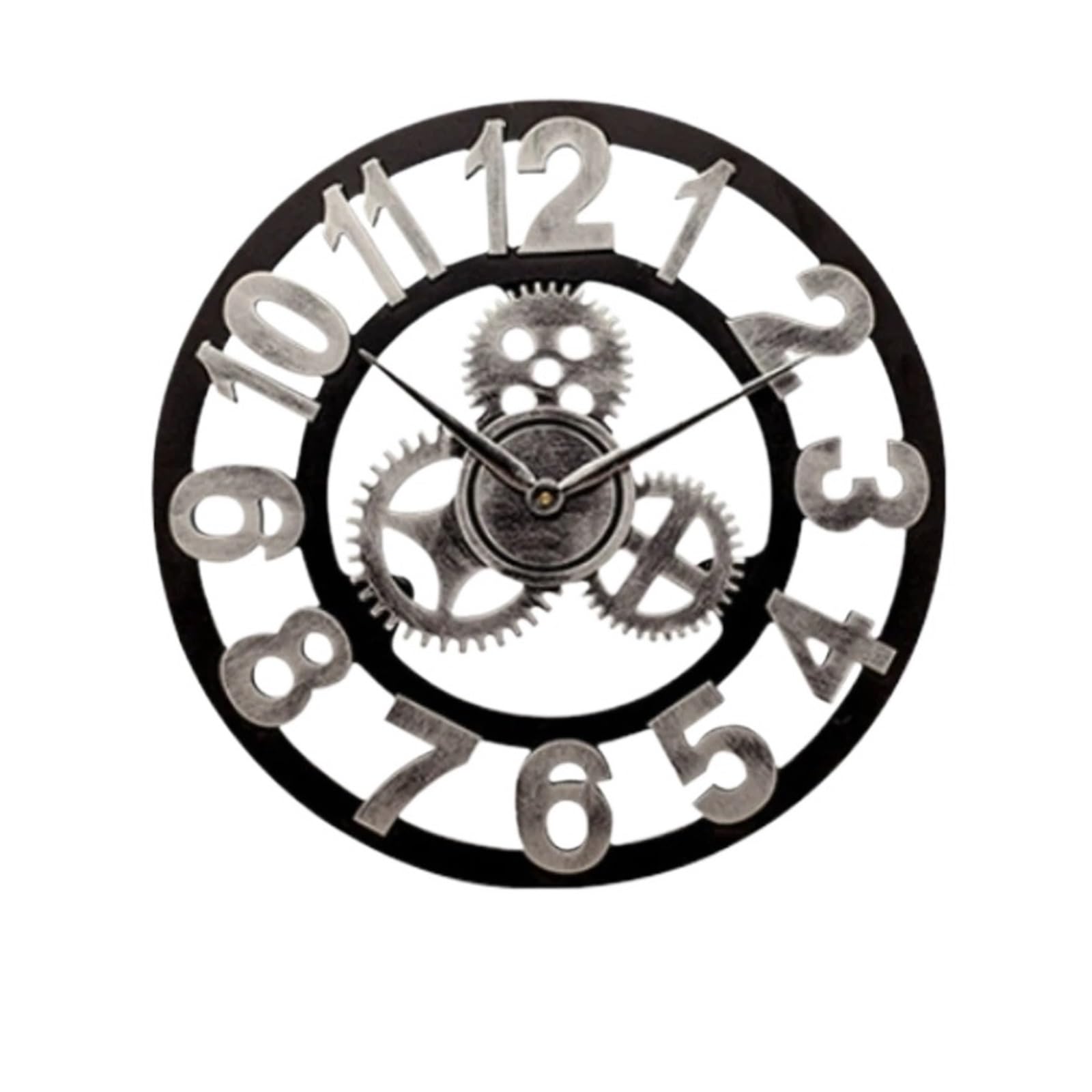 HVSYVVSRL 1 Pcs 30/35/40CM Metal Gear Wall Clocks Moving Clock Rustic Industrial Decor For House Warming Gifts Quiet Operation(Silver,30cm)