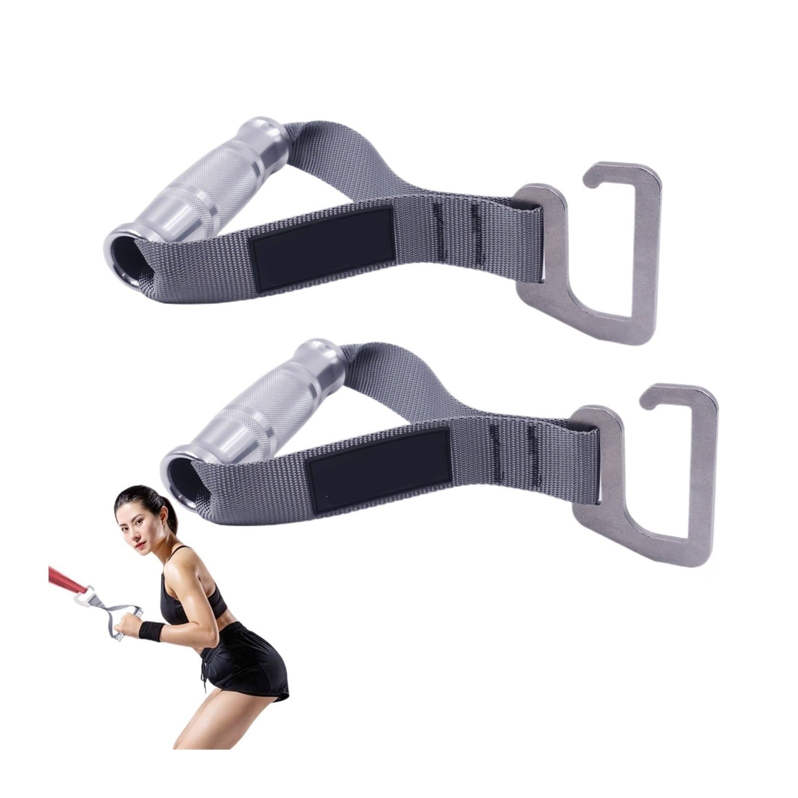 1pair Resistance Band Exercise Handles for Wide Elastic Band Home Gym Strength Training Heavy Workout Fitness Equipment Maniglie da Palestra (Color : Large Red Metal)