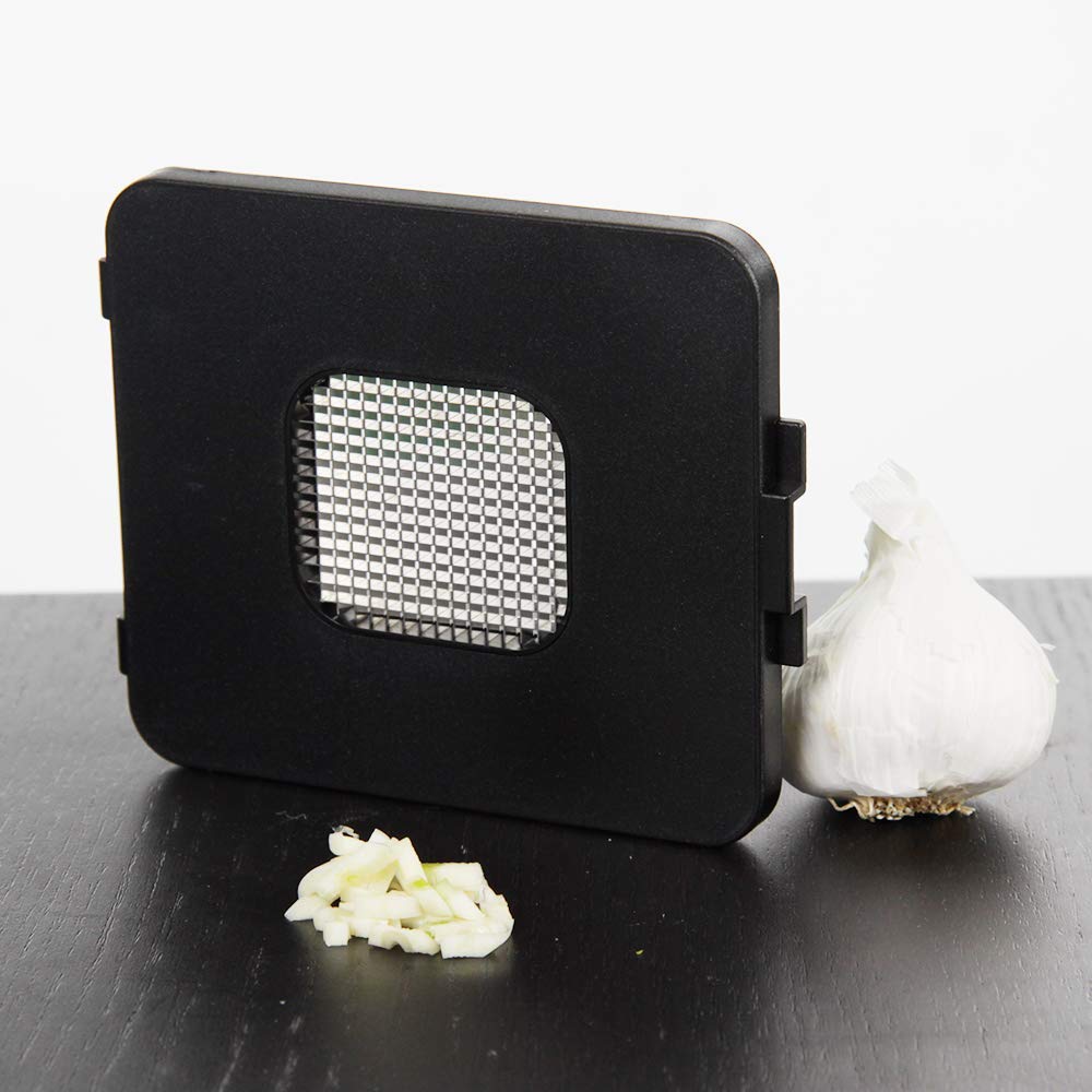 Alligator 3094 - Picadora multifunción de acero inoxidable con bandeja colectora – Copa de verduras – Corte de cebolla – 3 cuchillas intercambiables, 3 x 3 mm, 6 x 6 mm y 12 x 12 mm, sin BPA
