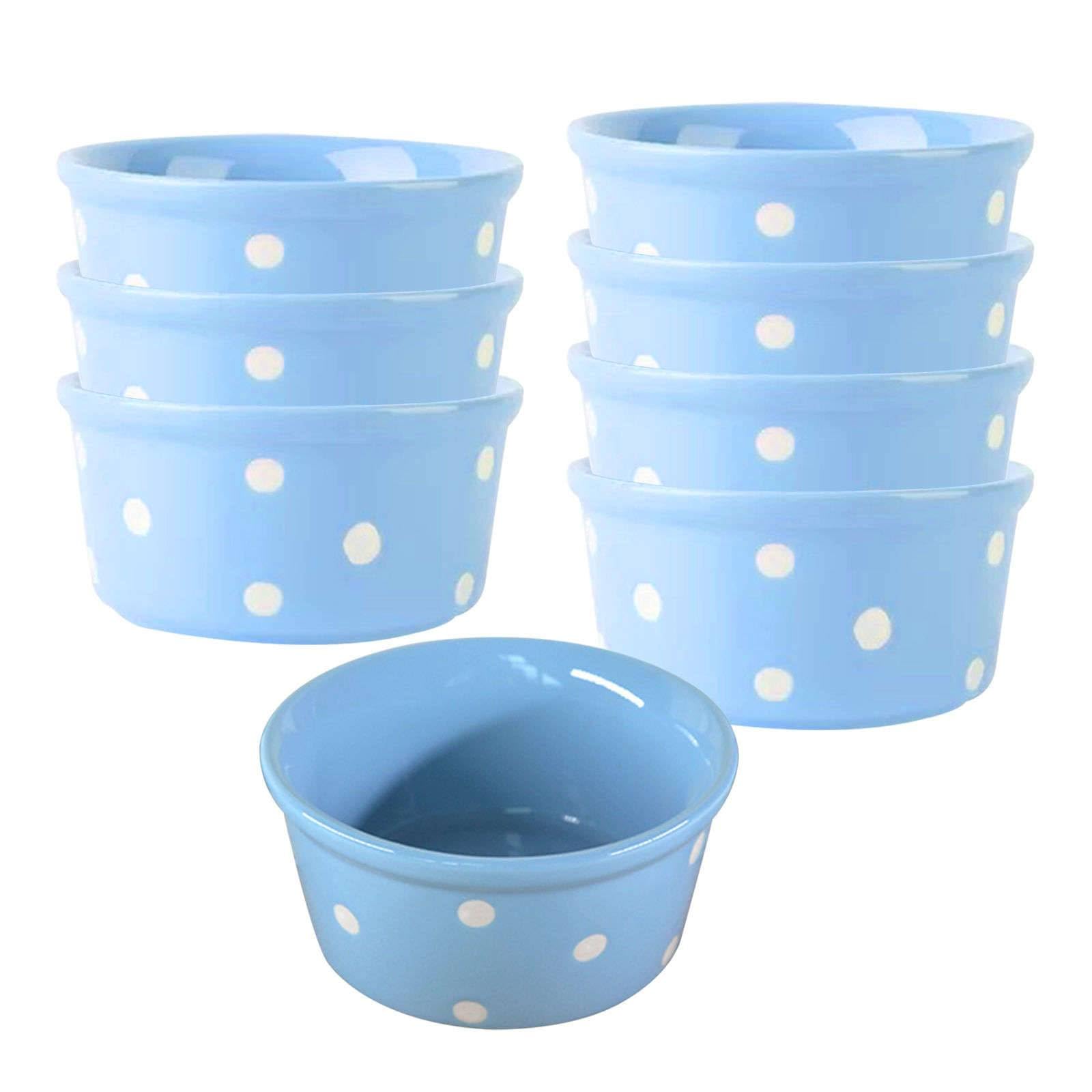 Lot de 8 ramequins bleus de 230 ml, plats à soufflés résistants au four, parfaits pour la crème brûlée et la friteuse à air, ustensiles de cuisson polyvalents pour de délicieux desserts et apéritifs