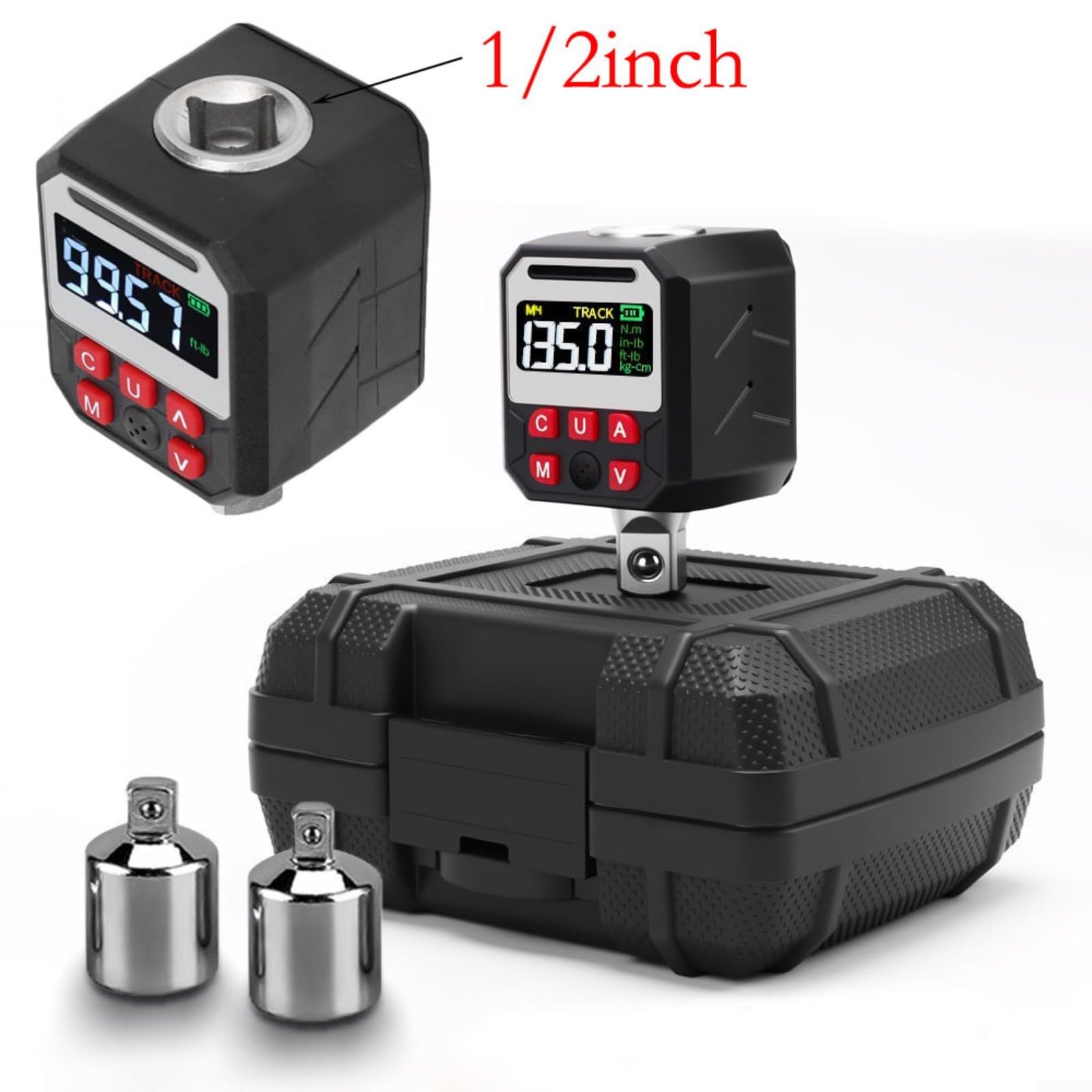 Adattatore per chiave dinamometrica digitale da 1/2 pollici con display intelligente e modalità preimpostate per misurazione della torsione 17-340 Nm, compatibile con uso automobilistico e