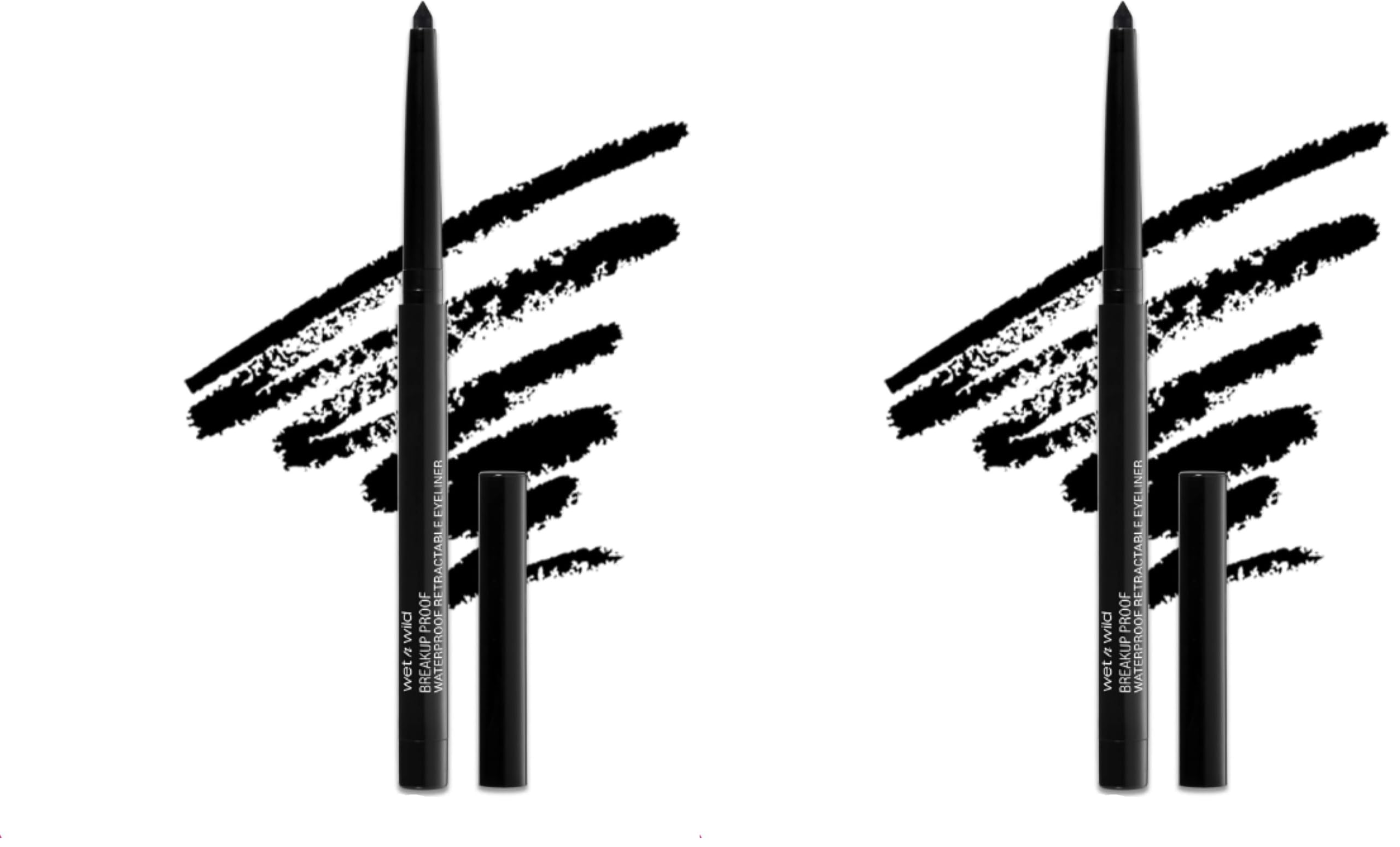 wet n wild Mega Last Breakup Proof Eyeliner, Quick Drying, Waterproof, 16-Hour Wear - Cruelty-Free & Vegan - Black (Pack of 2)