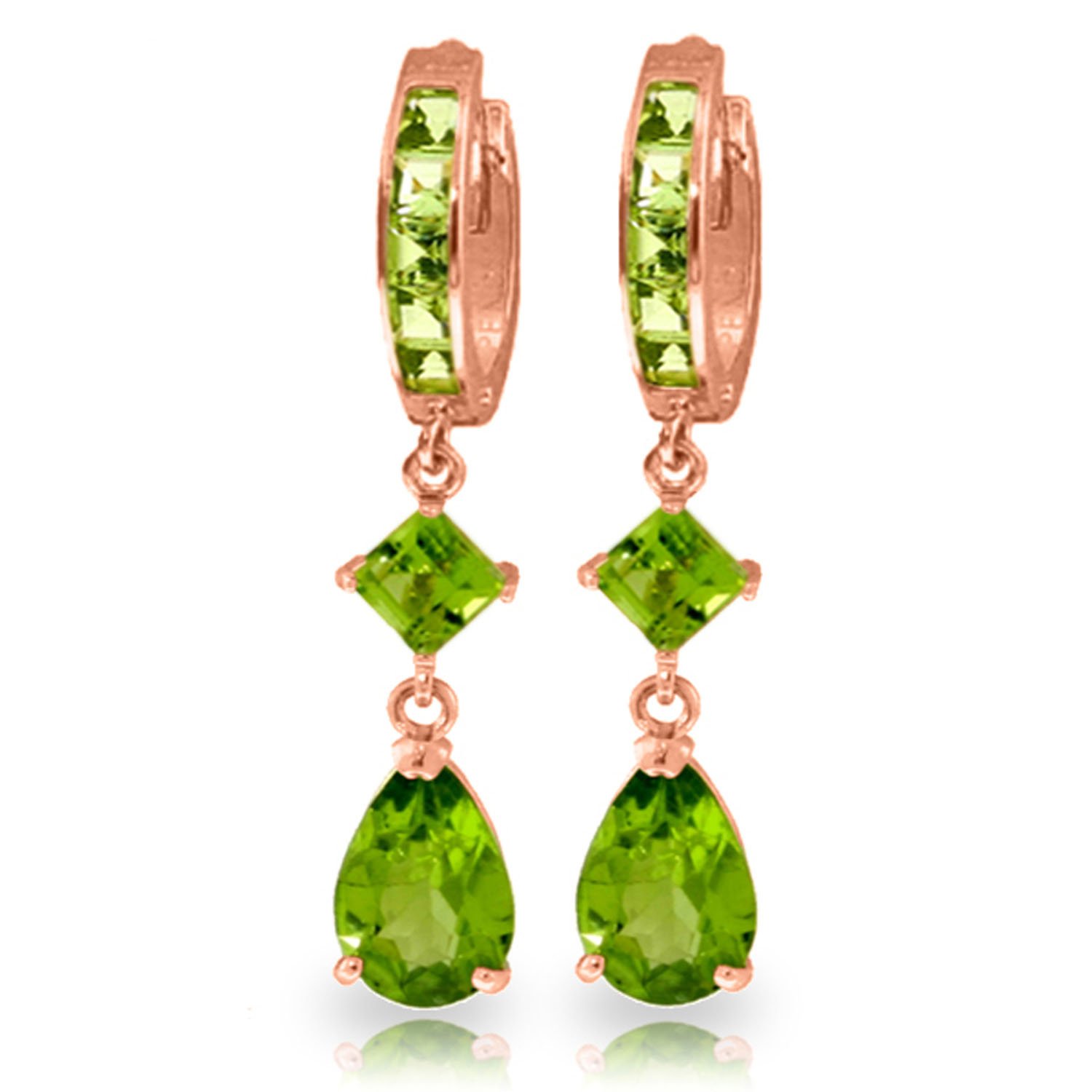 14k Rose Gold Huggie Earrings with Peridots